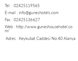 Gne House Hotel iletiim bilgileri